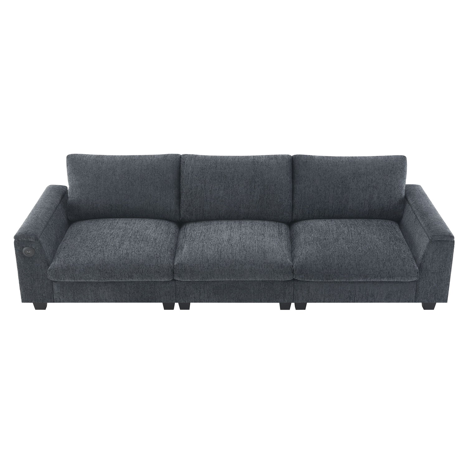 Sectional With Bluetooth Speaker Comfy Cloud Couch Set With Drop Down Table Cup Holders, USB Charger Storage Armrest Wide Seat Sofa