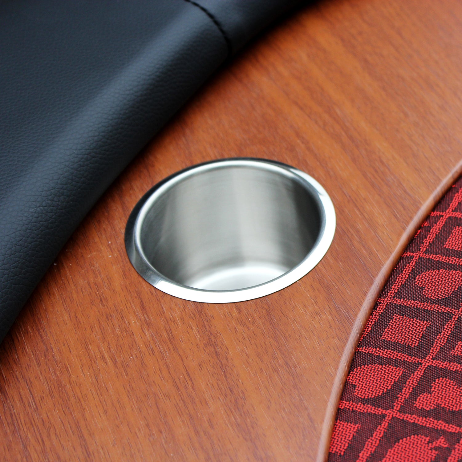 96&quot; 10 Poker Table for 10 Players Casino Games with Speed Cloth Felt Pedestal Base Cup Holders Red