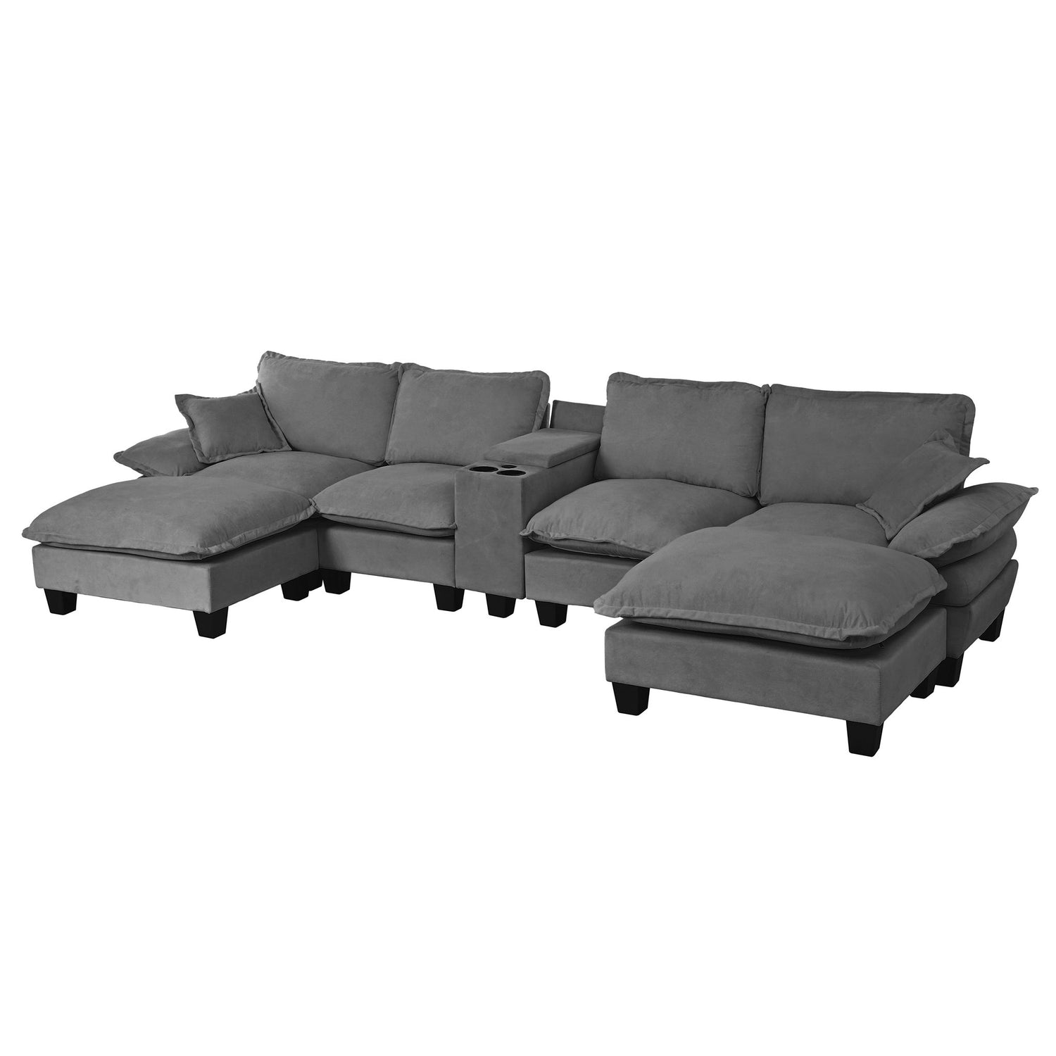 Modular Cloud Couch Sofa With Cup Holders &amp; Storage, USB Port