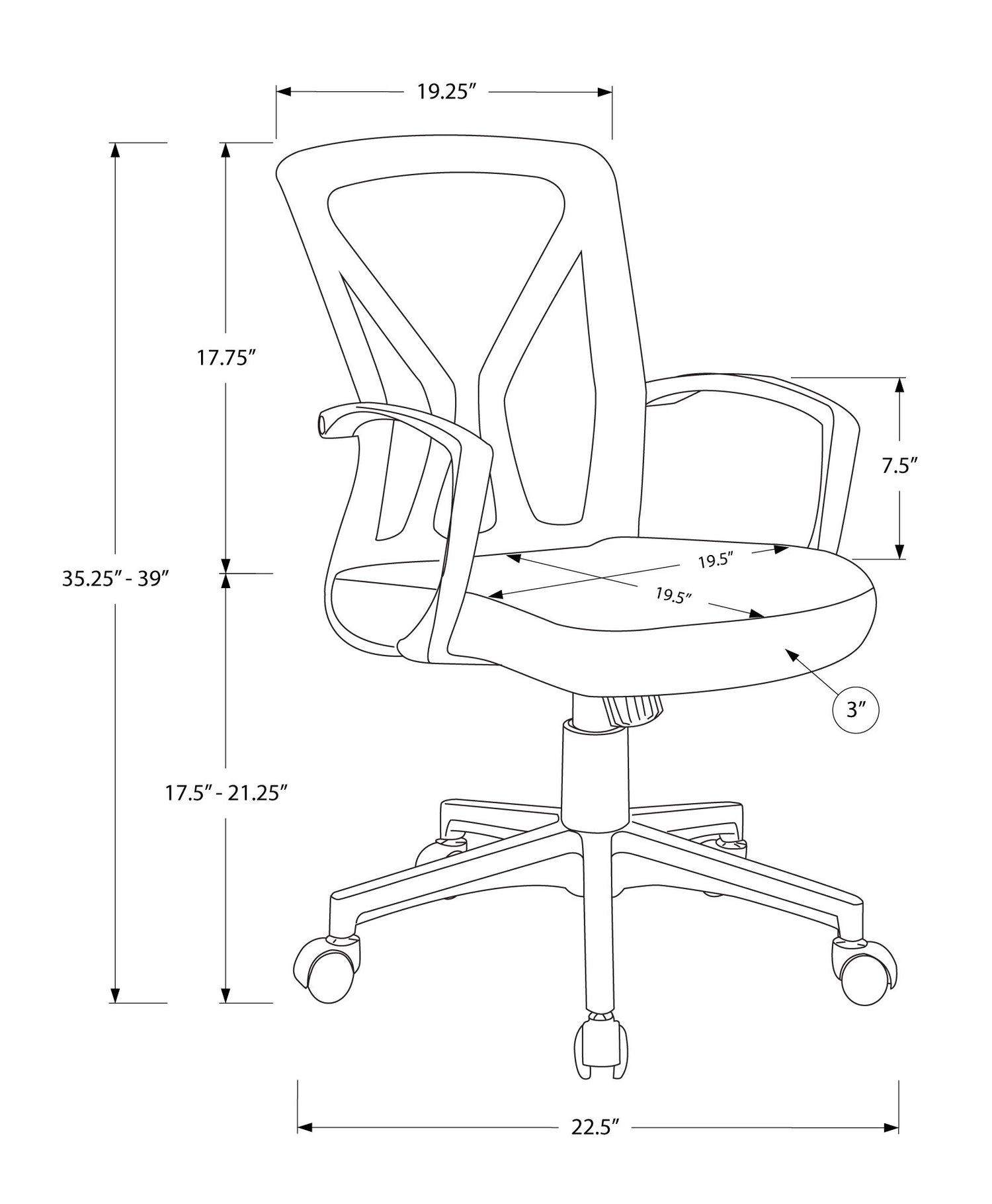 Office Chair, Adjustable Height, Swivel, Ergonomic, Mesh, Contemporary &amp; Modern