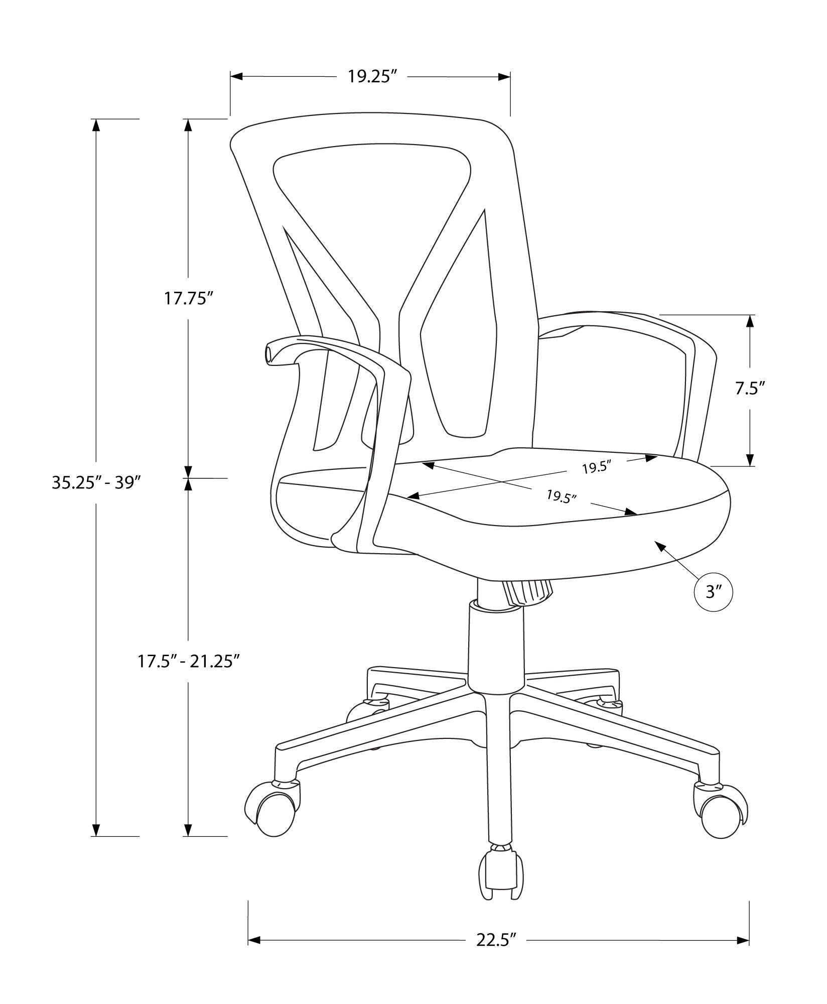 Office Chair, Adjustable Height, Swivel, Ergonomic, Mesh, Contemporary &amp; Modern