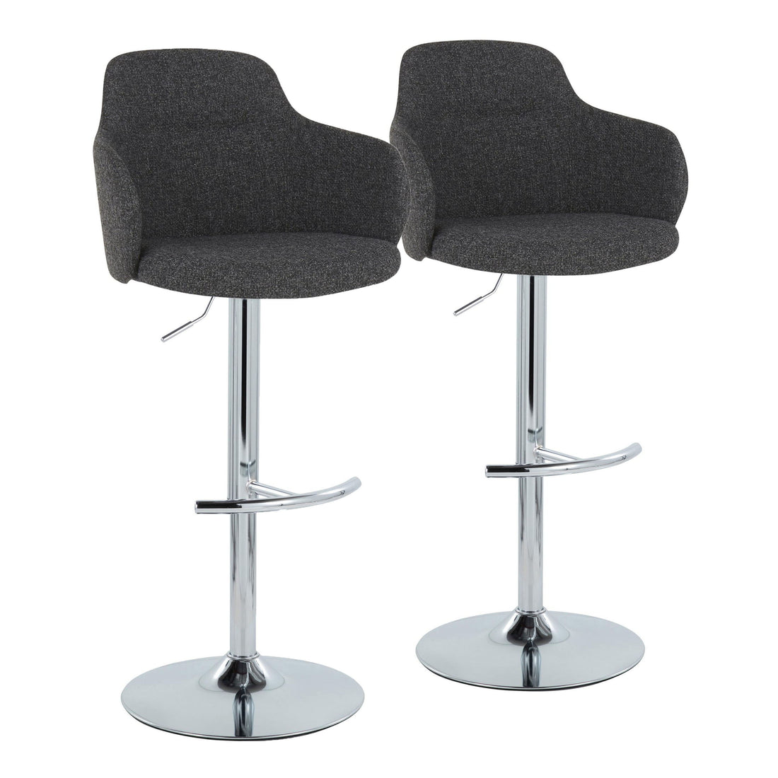 Boyne - Contemporary Adjustable Barstool With Swivel &amp; Rounded T Footrest (Set of 2)