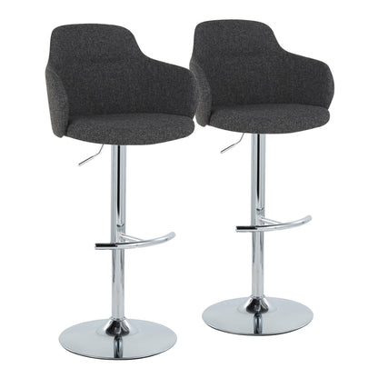 Boyne - Contemporary Adjustable Barstool With Swivel &amp; Rounded T Footrest (Set of 2)