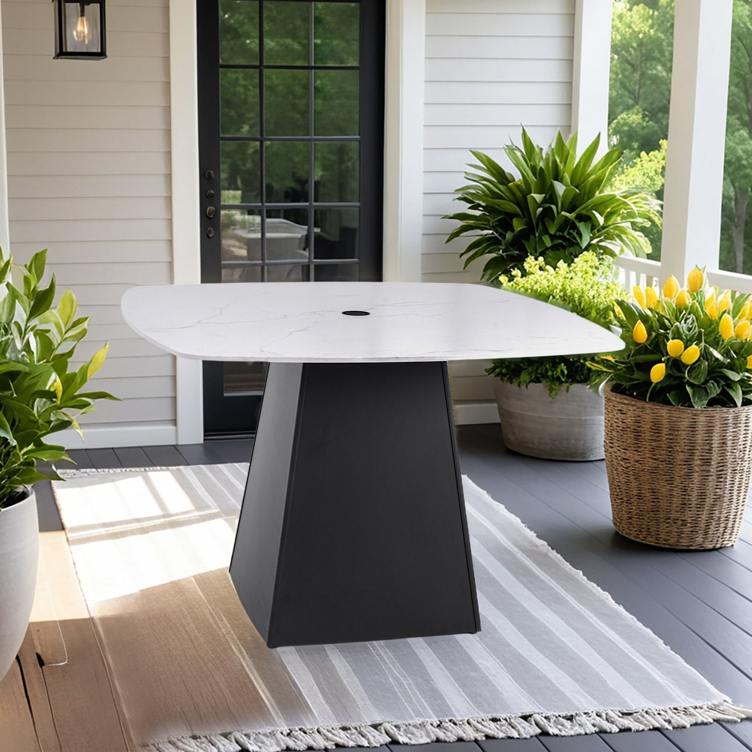 Rounded Square Outdoor Pedestal Dining Table