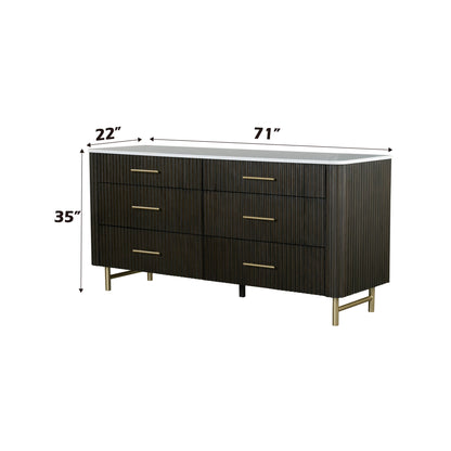 Clayten - Dresser - Espresso / White Marble