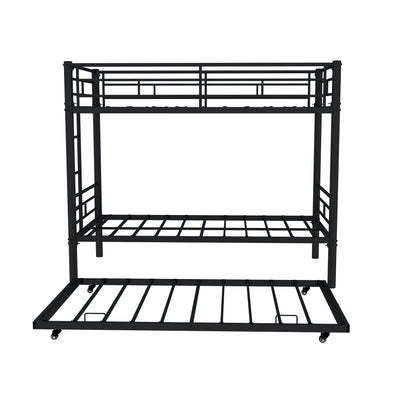 Metal Bunk Bed For Kids, Convertible Bedframe With Ladders &amp; Guardrail