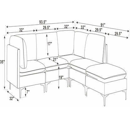 Upholstered Modular Sectional &amp; Tall Legs