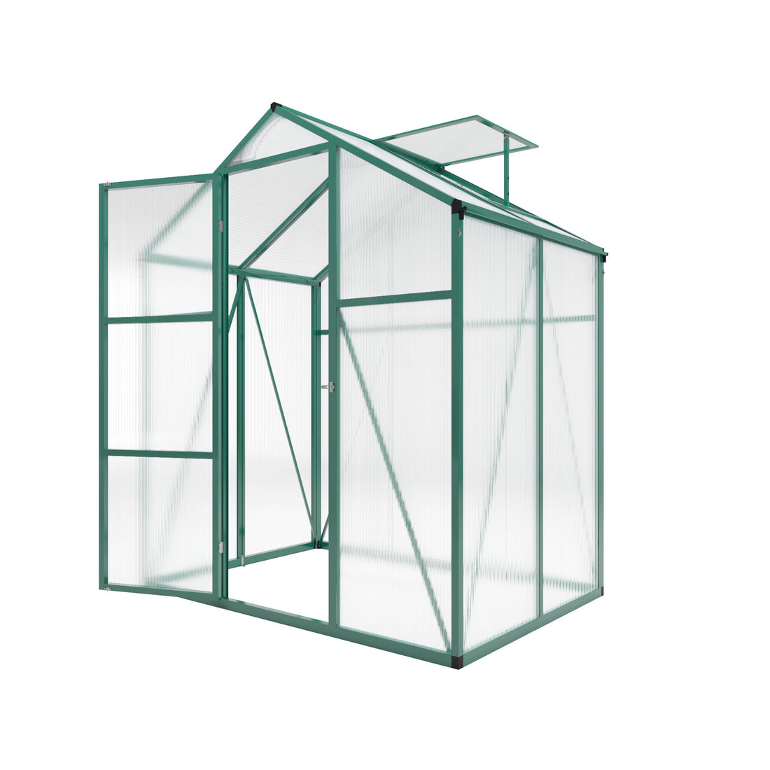 Polycarbonate Walk-In Greenhouse, Raised Base For Outdoor In All Season