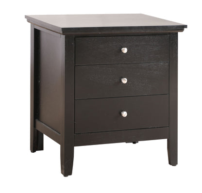 3 Drawer Nightstand - Black