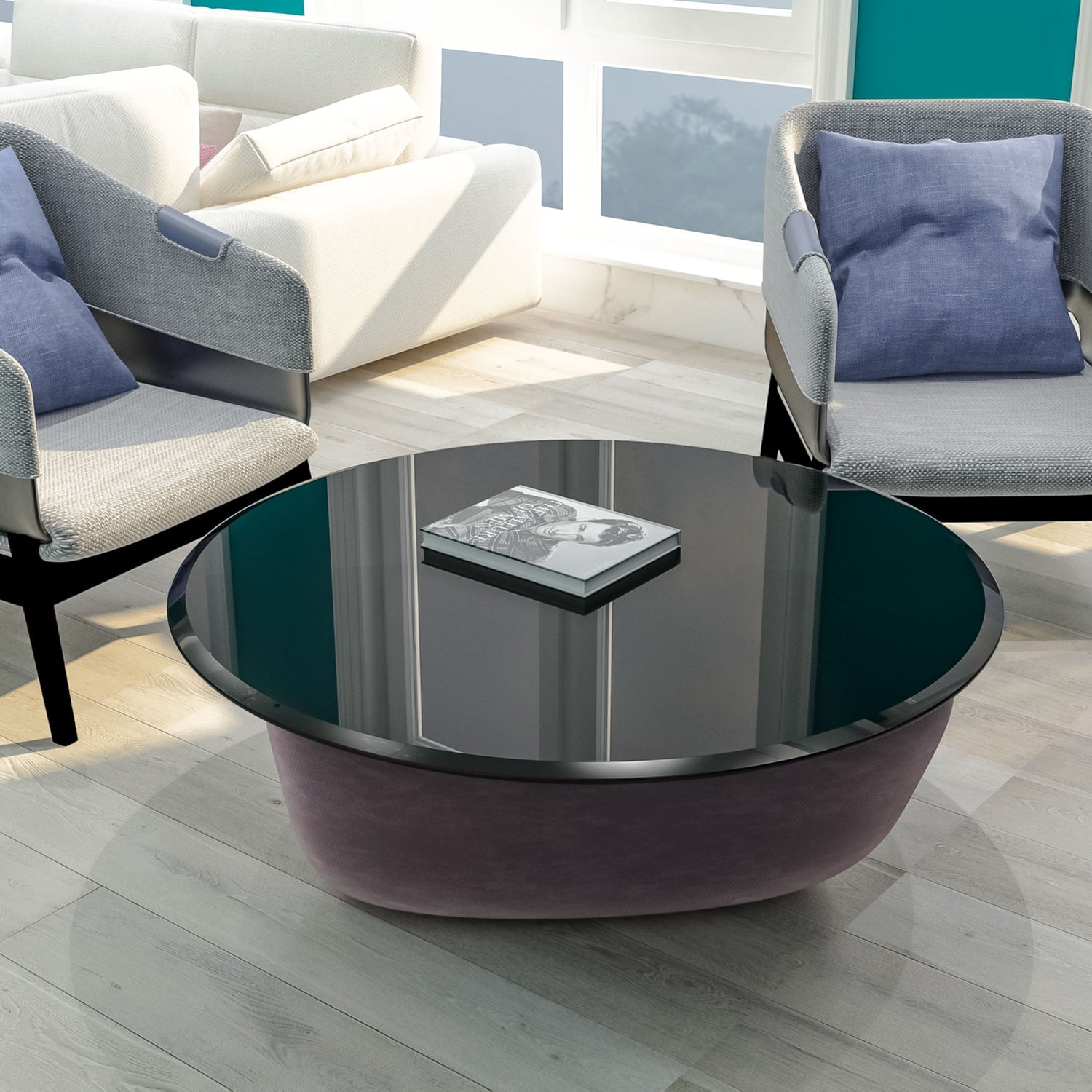 38.6&quot; Round Tempered Glass Table Top Glass Beveled Polished Edge