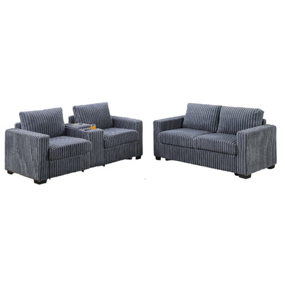Modern Style 2 Piece Sofa Set With Cup Holders &amp; Charging Port