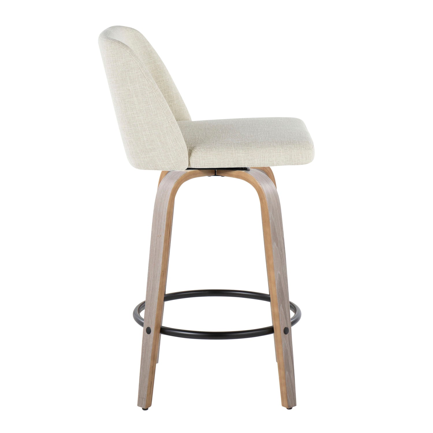 Toriano - Contemporary Fixed Height Counter Stool Swivel &amp; Round Footrest (Set of 2)