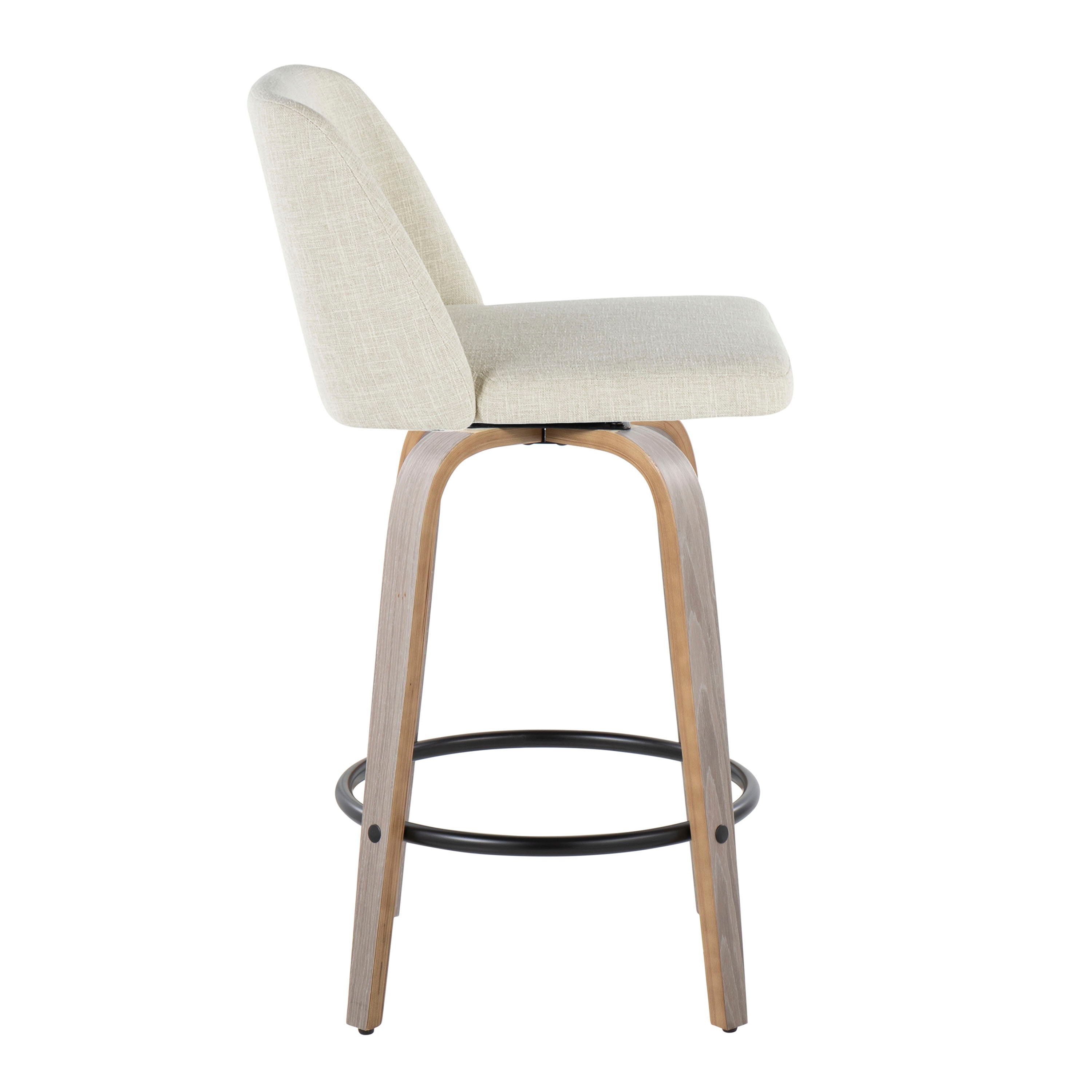 Toriano - Contemporary Fixed Height Counter Stool Swivel &amp; Round Footrest (Set of 2)