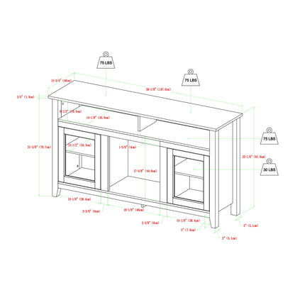 Classic Glass Door Fireplace Tall TV Stand For TVs Up To 65&quot;