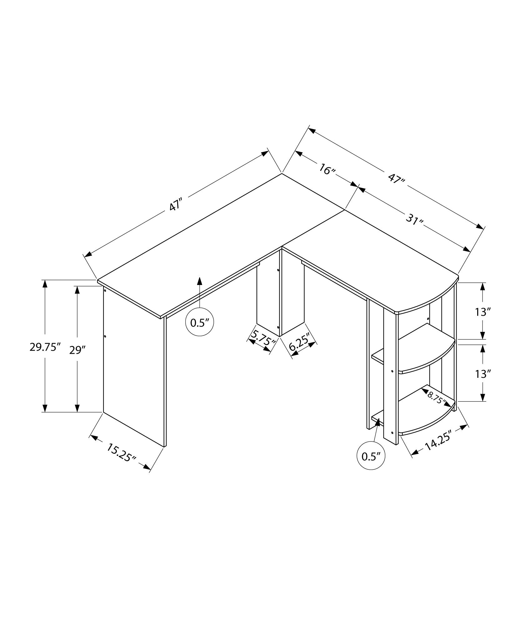 Computer Desk, Home Office, Corner, Storage Shelves, L Shape, Laptop, Contemporary &amp; Modern
