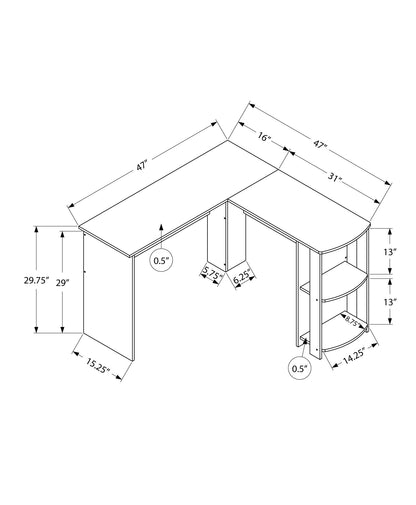 Computer Desk, Home Office, Corner, Storage Shelves, L Shape, Laptop, Contemporary &amp; Modern