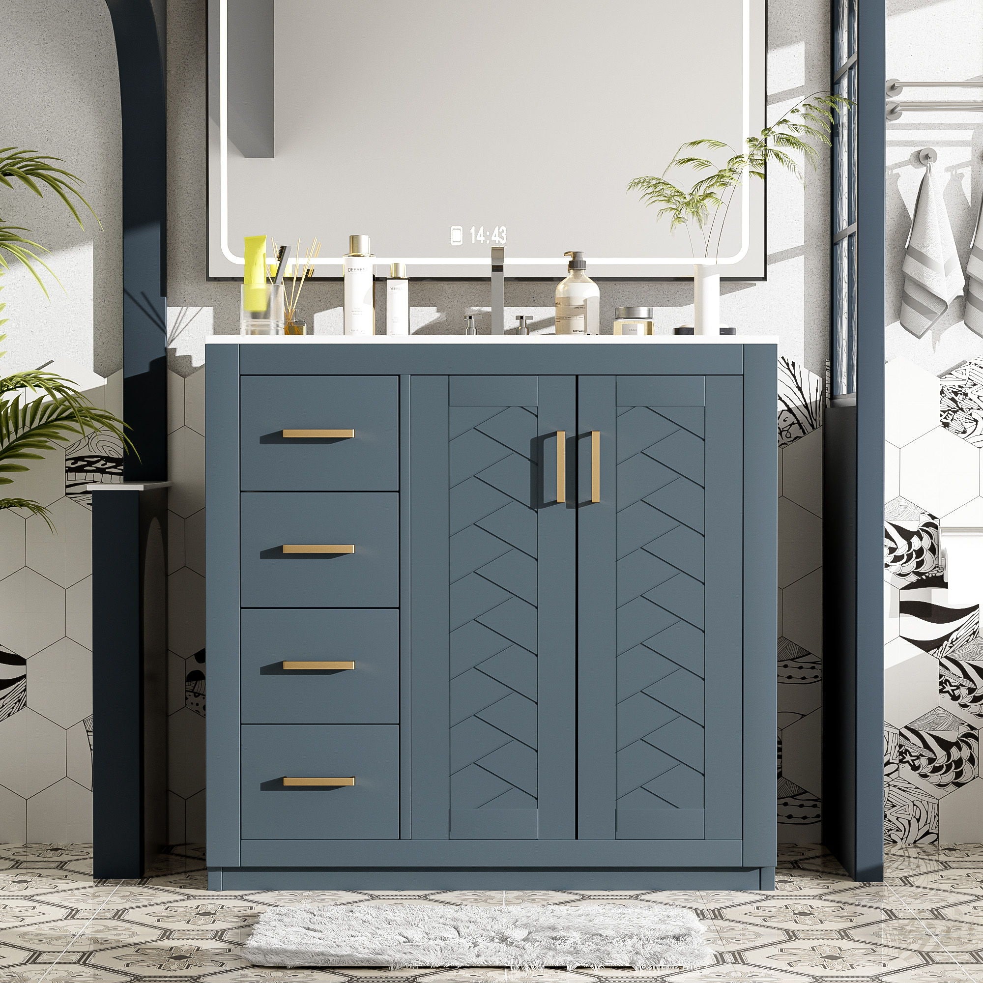 Bathroom Vanity With Sink Combo, Storage Cabinet, Freestanding Set With 3 Drawers &amp; Soft Closing Doors