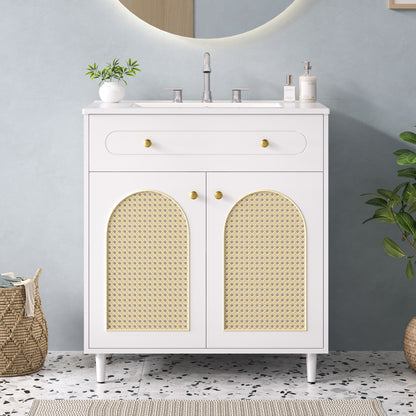 Modern Bathroom Vanity With Sink, Cabinet With Adjustable Shelf