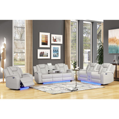 Benz - LED &amp; Power Recliner With Adjustable Headrests And Ambient LED Lighting