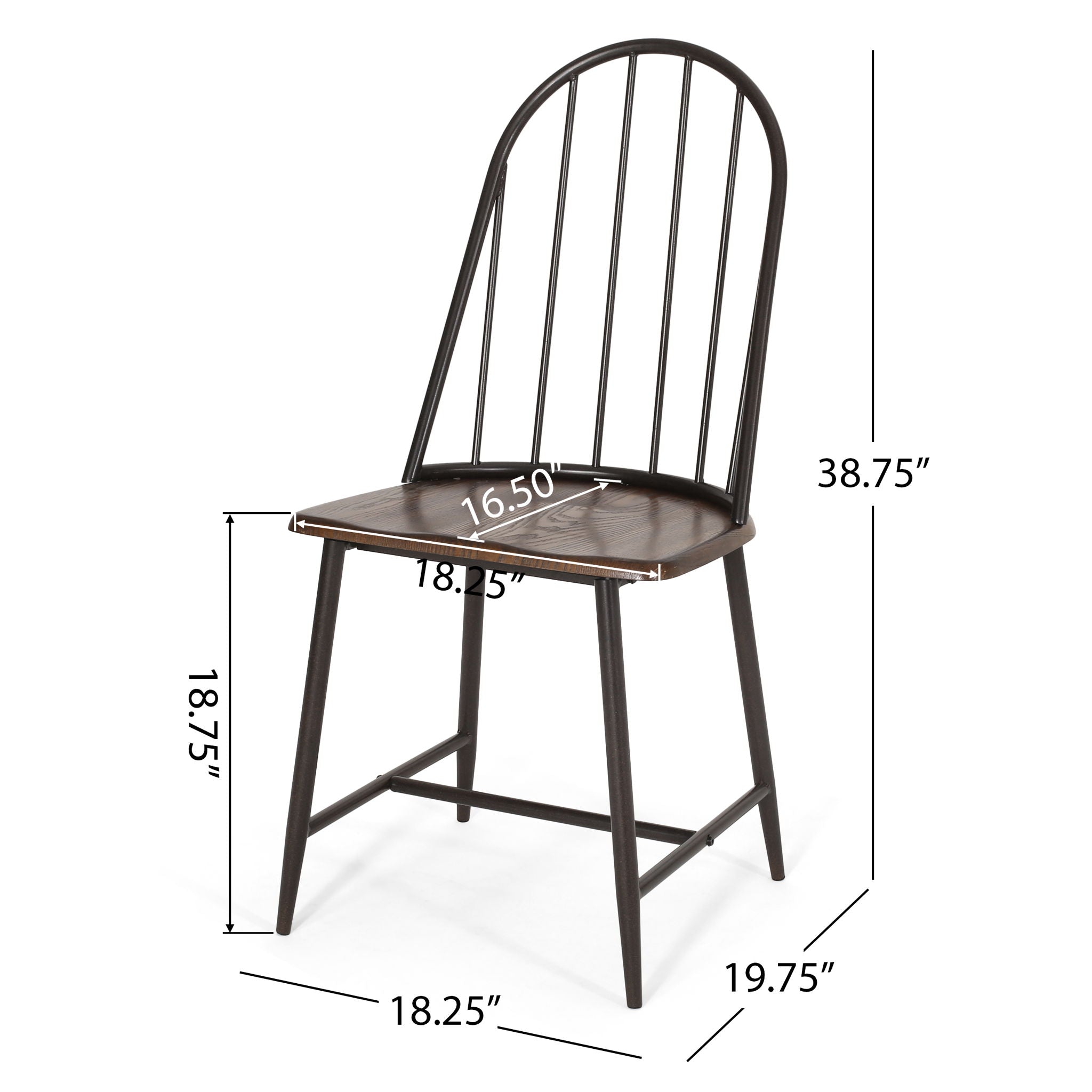 Rustic Farmhouse Style Dining Chair With Spindle Backrest - Dark Brown