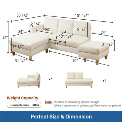L - Shaped Sectional Sofa With Chaise &amp; Ottoman