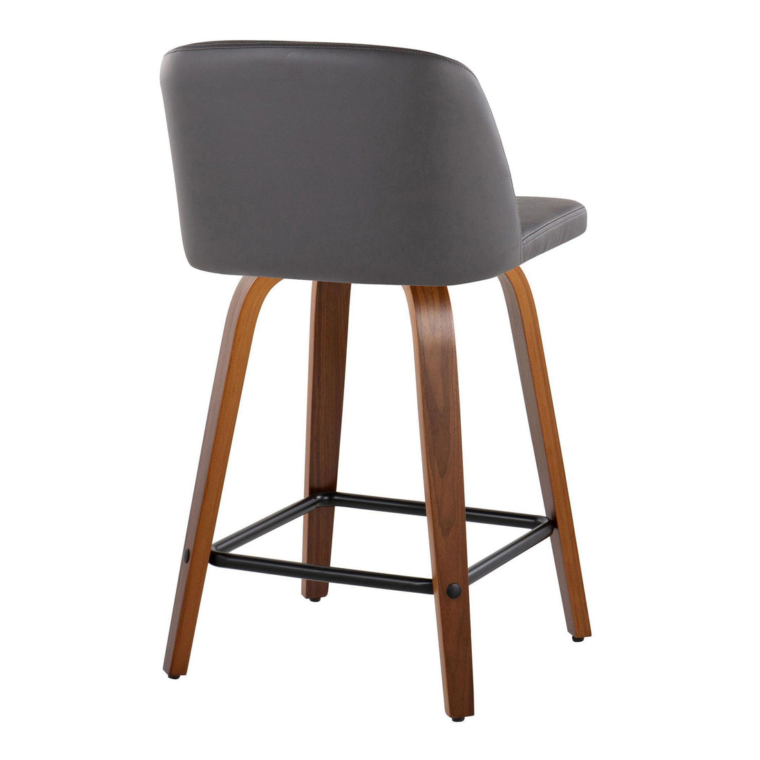 Toriano - Contemporary Fixed Height Counter Stool With Swivel &amp; Square Footrest (Set of 2) - Walnut / Gray