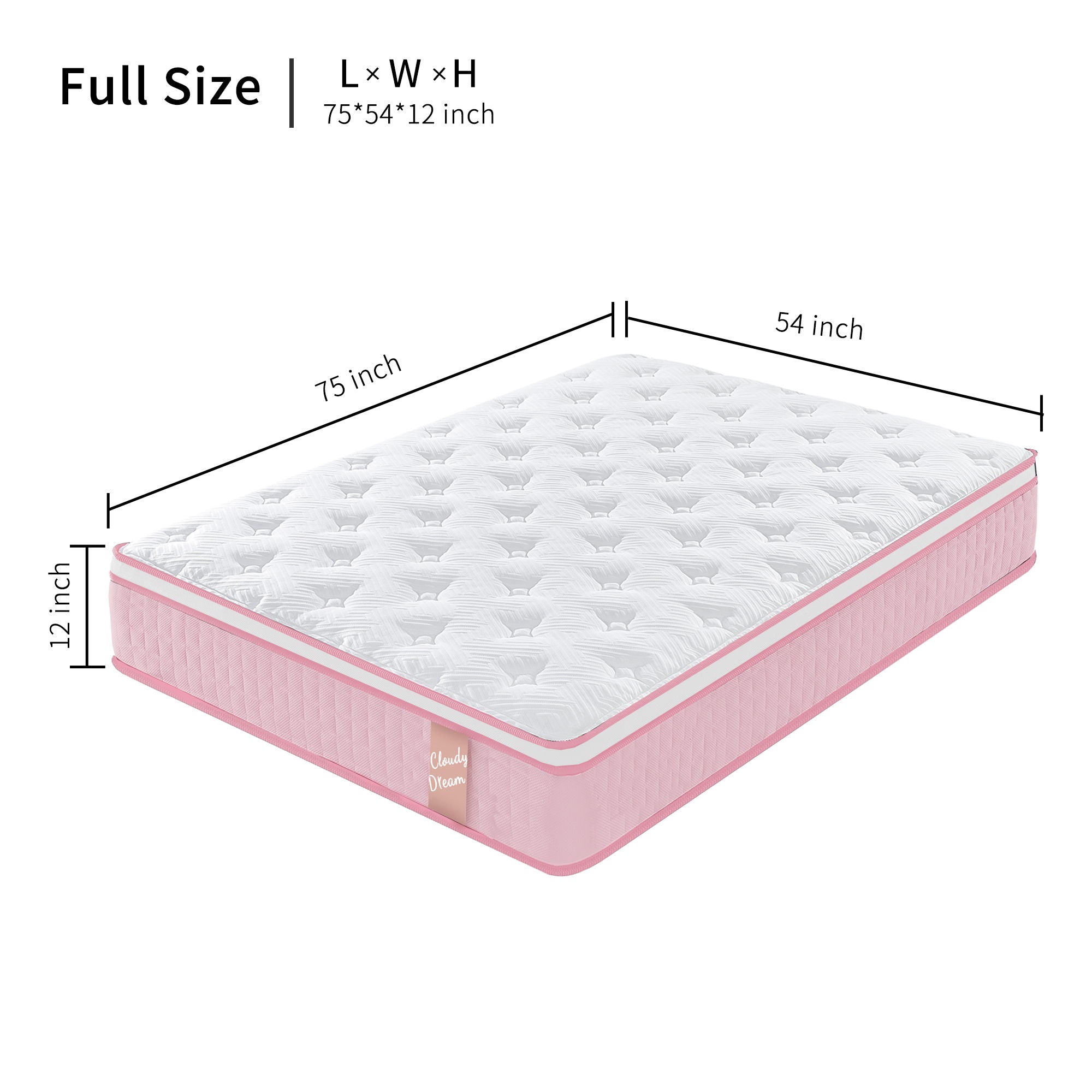 12&quot; Hybrid Mattress With Individual Pocket Spring, Comortable Memory Foam