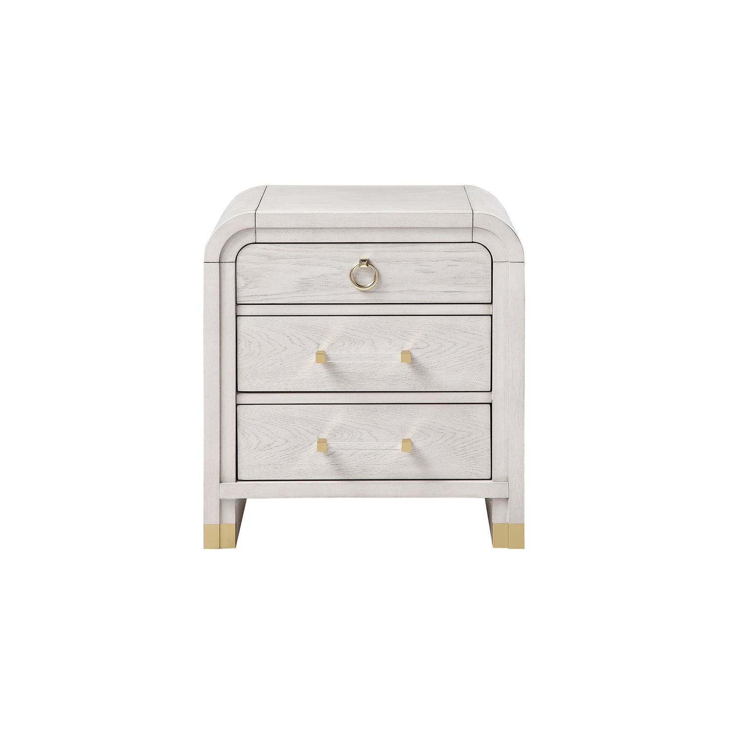 Malco - Nightstand With Spacious Drawer And Gold Metal Fluted Detailing - Black White