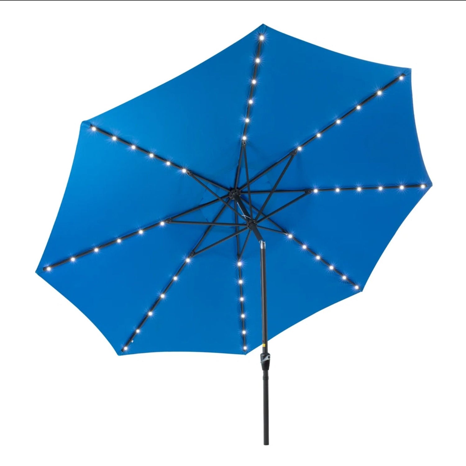 Solar LED Patio Umbrella With Crank Lift And Tilt, 8 Ribs, UV Resistant Canopy For Pool, Backyard &amp; Patio (Without Base) - Blue