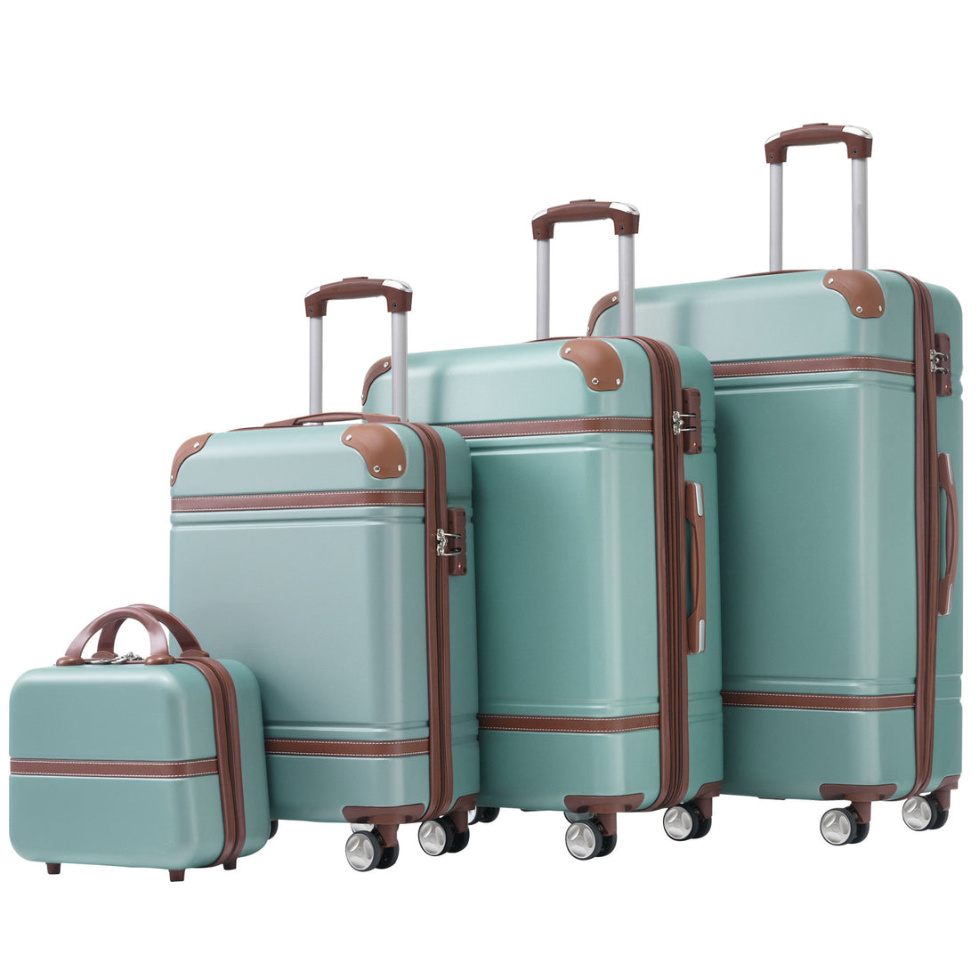 Hardshell Luggage Sets 4 Pieces 20&quot; / 24&quot; / 28&quot; Luggages And Cosmetic Case Spinner Suitcase With Tsa Lock Lightweight