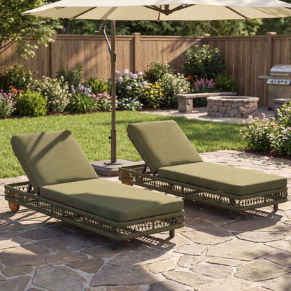 Outdoor Chaise Lounge &amp; Wheels, 5 Position Adjustable Backrest