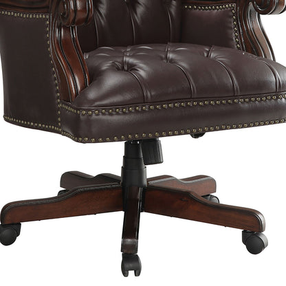 Everly - Adjustable Height Office Chair With Tufted Upholstery - Dark Brown