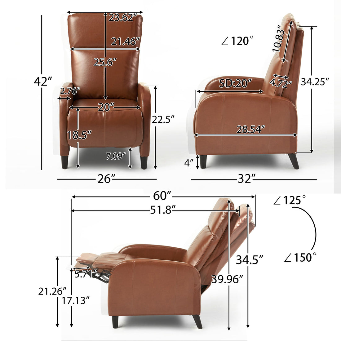 Wide Push Back Standard Recliner - Hazelnut