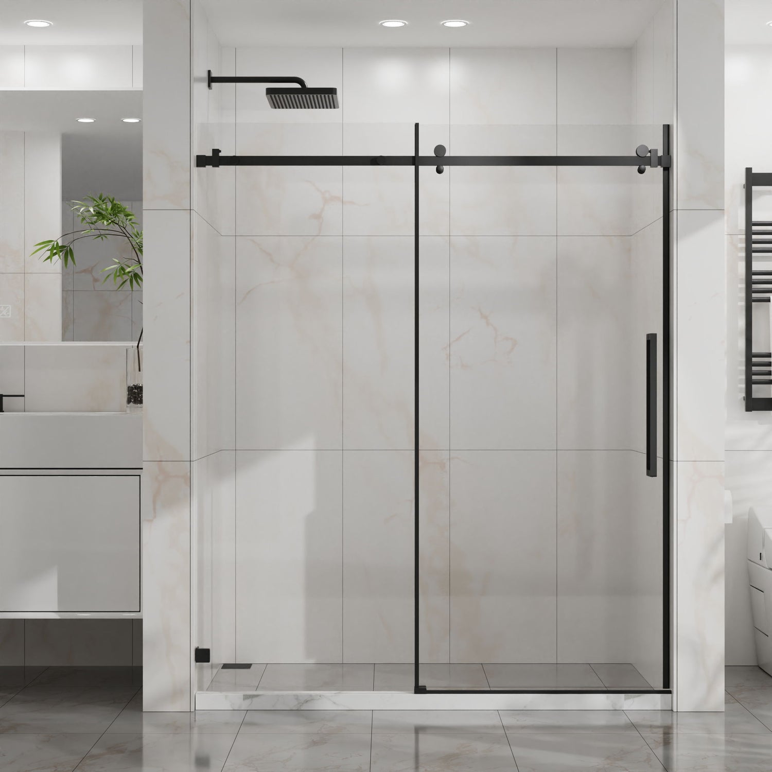Frameless Tub Sliding Shower Door With Easy Clean Coating