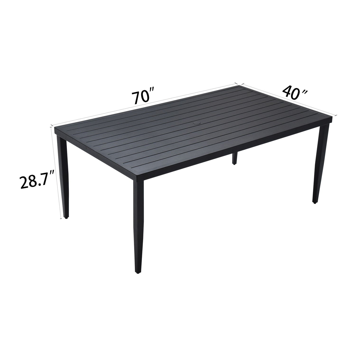 Outdoor Patio Dining Table With Tapered Feet &amp; Umbrella Hole