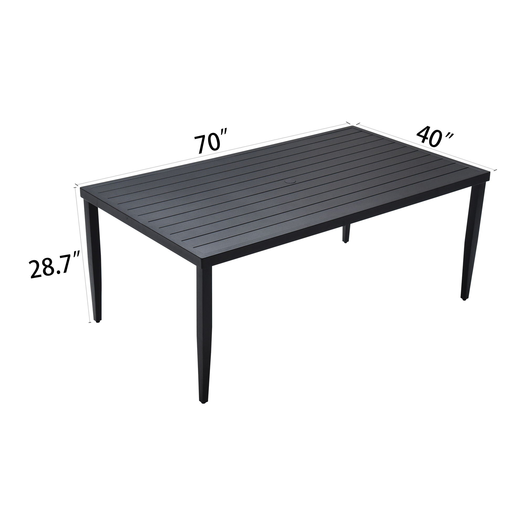 Outdoor Patio Dining Table With Tapered Feet &amp; Umbrella Hole