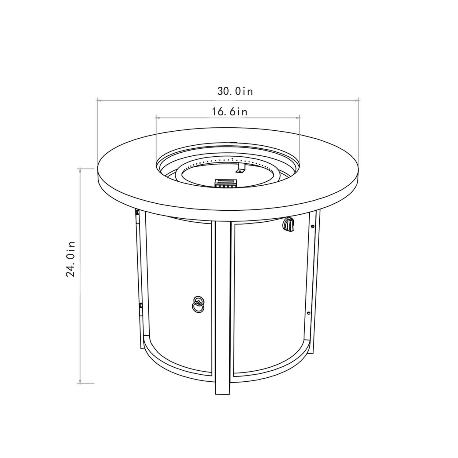 30&quot; Propane Round Fire Table 40000Btu Propane Fire Pit Table - Black