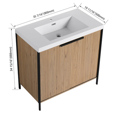 Modern Freestanding Bathroom Vanity With Resin Sink &amp; Soft Close Cabinet Doors