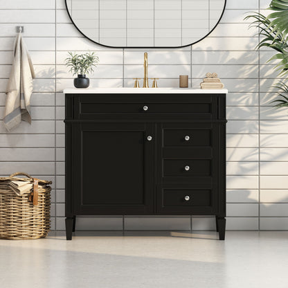 Bathroom Vanity &amp; Top Sink, Modern Bathroom Storage Cabinet With 2 Drawers And A Tip-Out Drawer