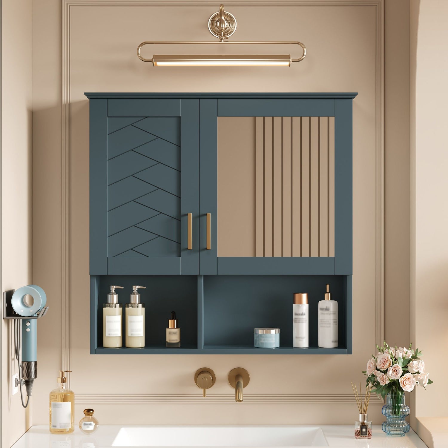 2 In 1 Wall-Mounted Mirror Cabinet With Adjustable Shelves, Soft-Close Doors, High-Definition Mirror &amp; Storage