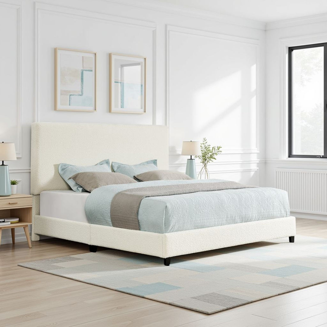 Platform Bed &amp; Upholstered Headboard
