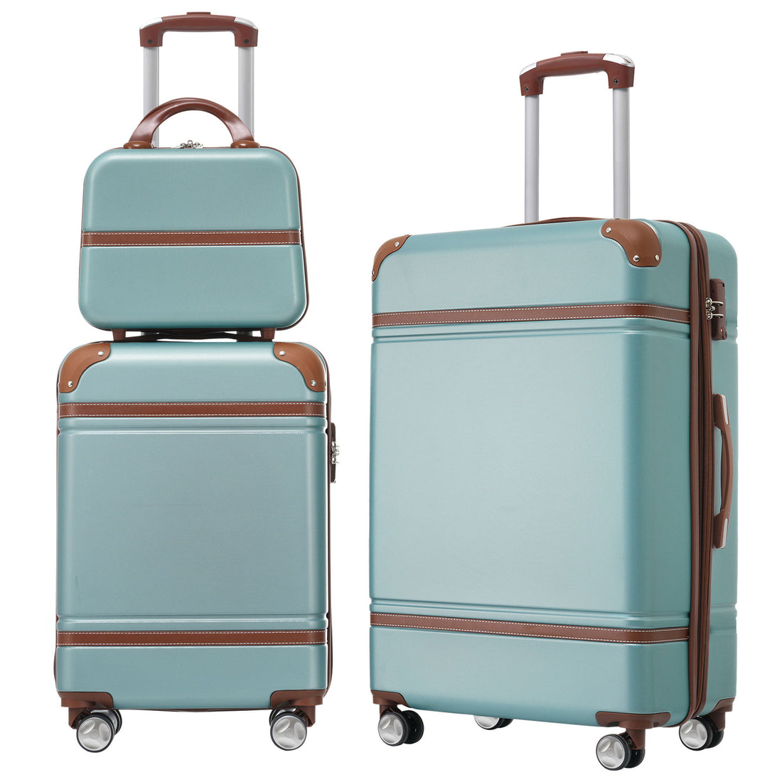 Hardshell Luggage Sets 3 Pieces 20&quot; / 24&quot; Luggages And Cosmetic Case Spinner Suitcase With Tsa Lock Lightweight