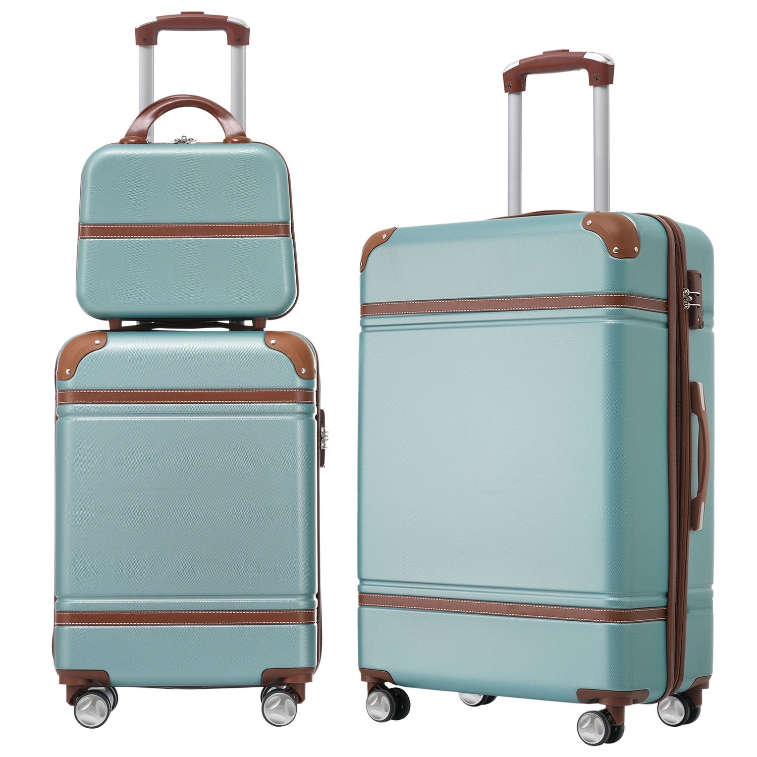Hardshell Luggage Sets 3 Pieces 20&quot; / 24&quot; Luggages And Cosmetic Case Spinner Suitcase With Tsa Lock Lightweight