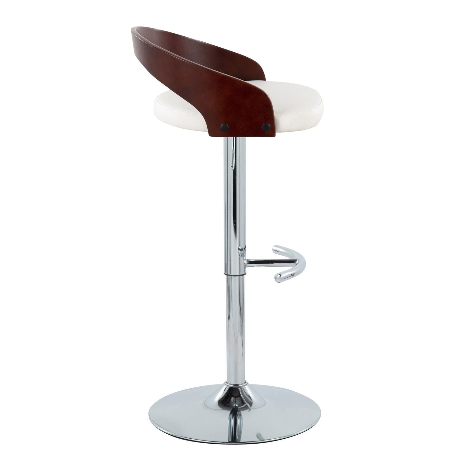 Grotto - Contemporary Adjustable Barstool &amp; Swivel With Rounded T Footrest (Set of 2)