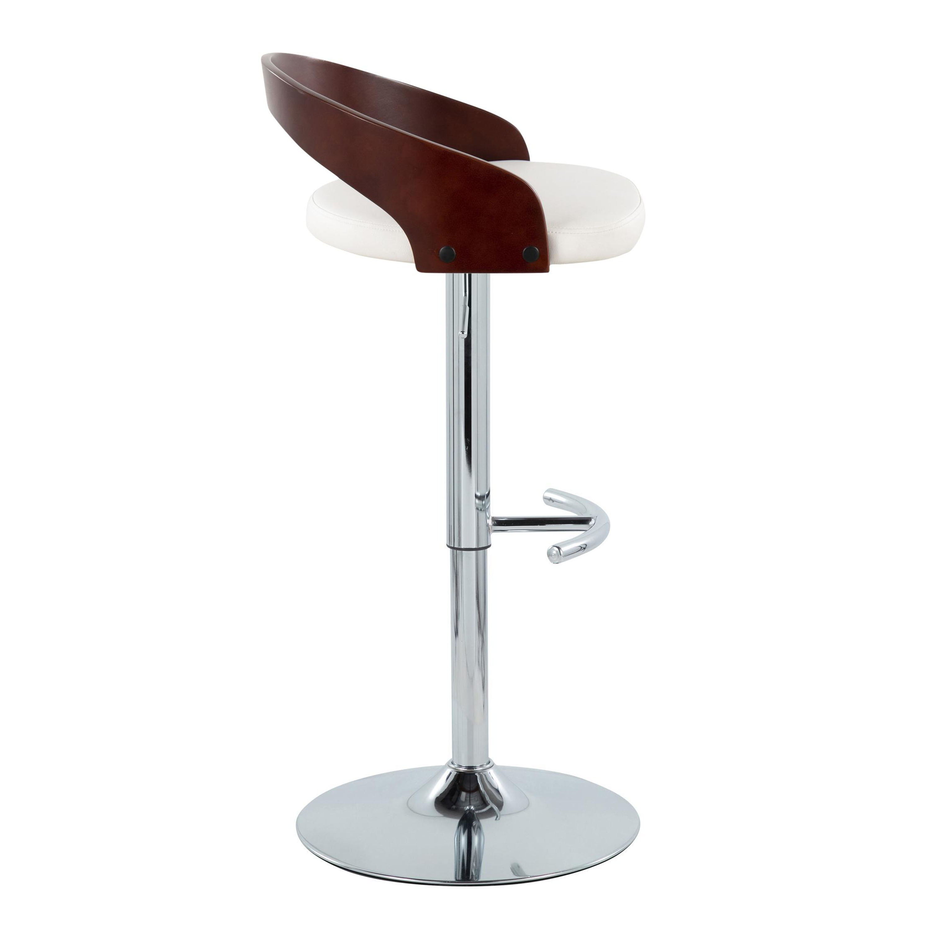 Grotto - Contemporary Adjustable Barstool &amp; Swivel With Rounded T Footrest (Set of 2)