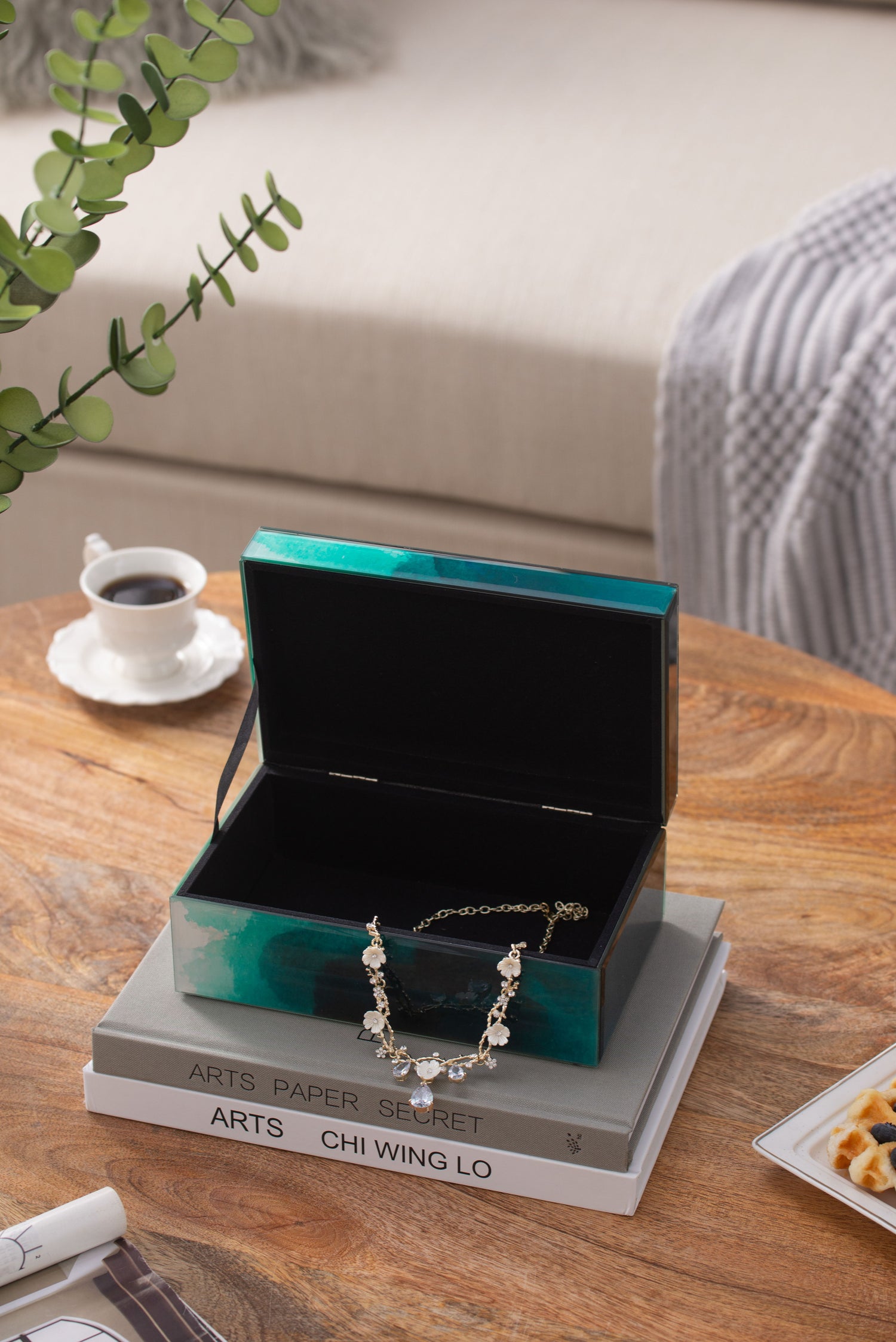 Bethany - Aqua Jewelry Box, Stackable Decorative Storage Boxes &amp; Lids
