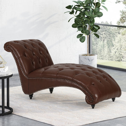 Chaise Lounge With Button Tufted Diamon Stitch