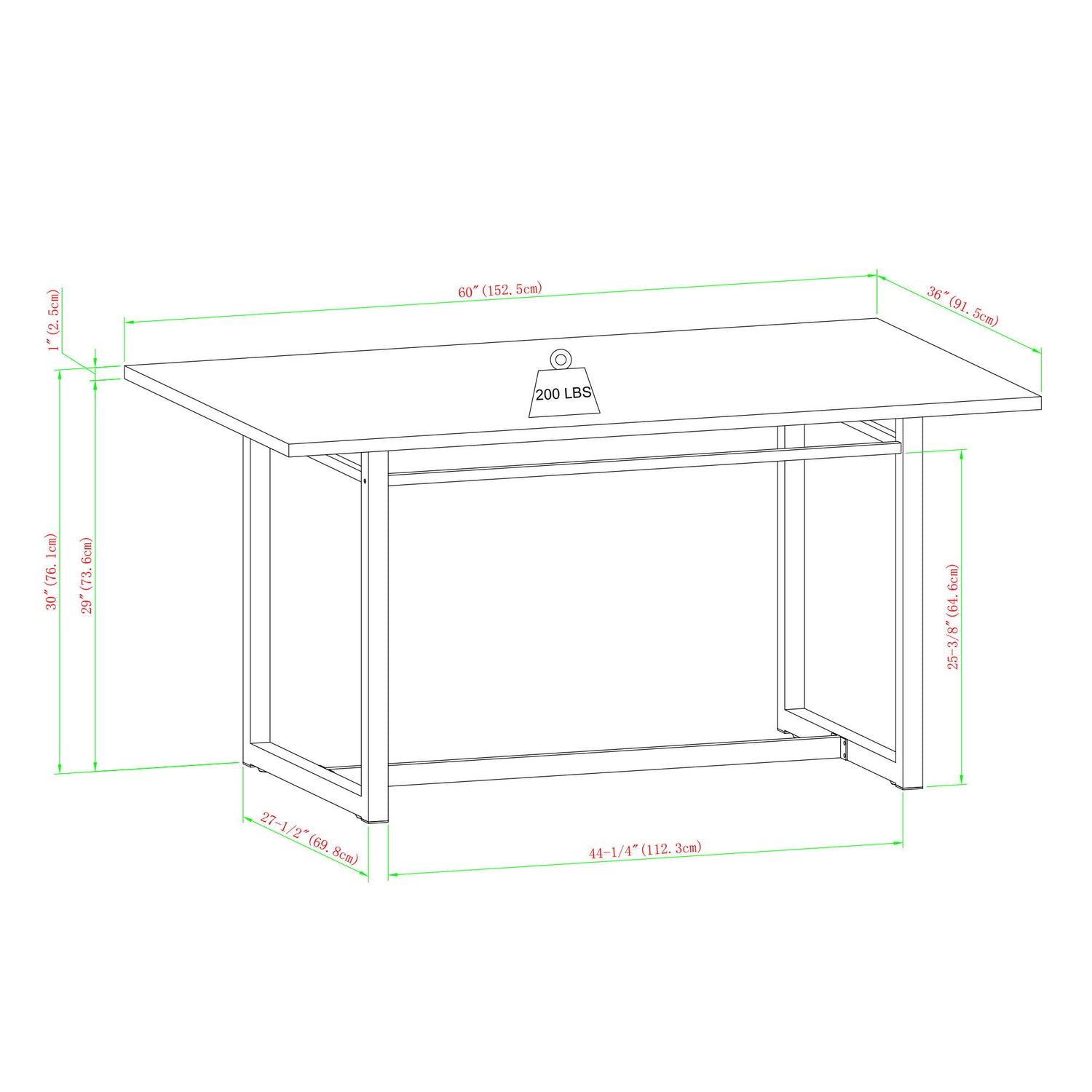 Modern Industrial Rectangle Dining Table - Rustic Oak