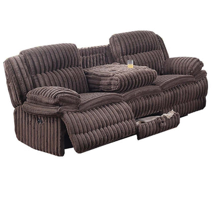 Motion Recliner Sofa With Fold-Down Table, Manual Recline, Charging Station &amp; Cup Holders