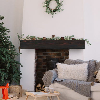 Rustic Wood Fireplace Mantel, Wall-Mounted &amp; Floating Shelf For Home Decor